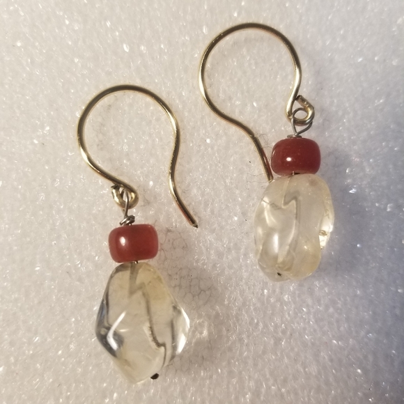 Handmade Copper Citrine Jade Crystal Earrings - Picture 7 of 9